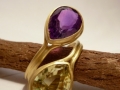 Ring Gold750°amethyst yellow quartz