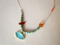 Necklace Gold 750°String quartz Turquoise 