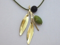 Necklace Gold 750°String Green Stone