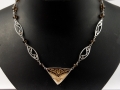 Necklace Silver 925° Porcelain Smoky quartz 